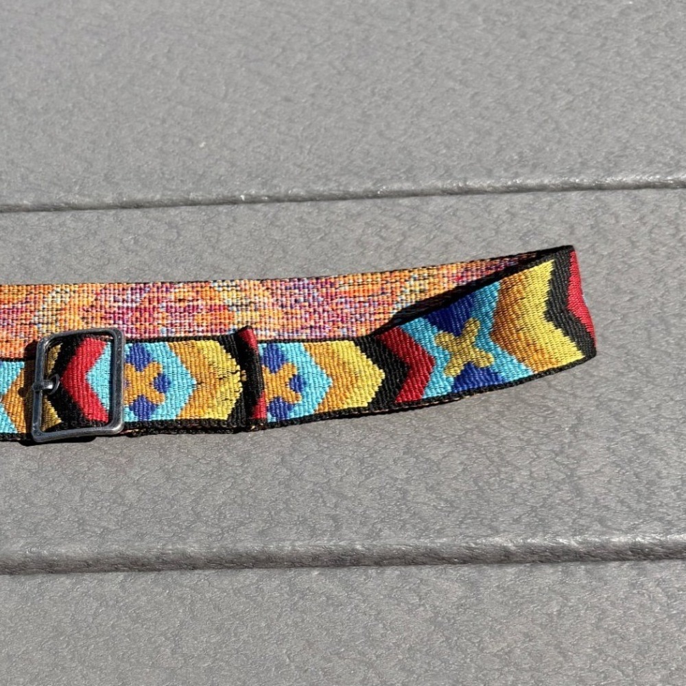 Eclectic Y2K Woven Belt Multicolor Geometric Tribal Boho Hippie Aztec Retro 90s - Picture 2 of 5